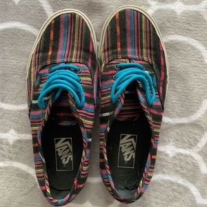 Baja Stripe VANS with turquoise laces